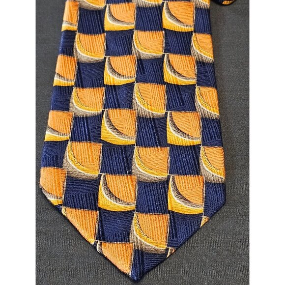 Vintage Handcrafted J.Z. Richards Silk Tie Nordstrom Blue & Orange Geometric Des - Picture 13 of 13